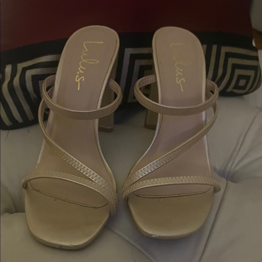 Lulu's Elegant Cream Strappy Heels